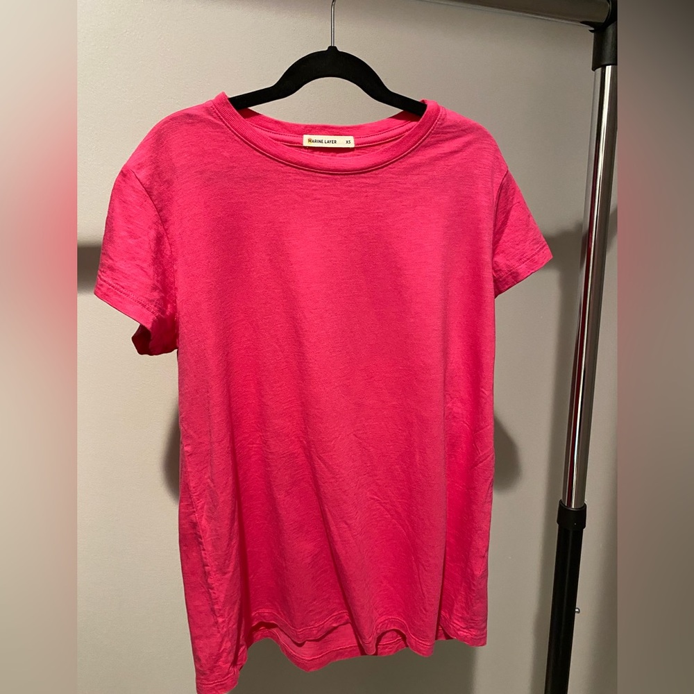 Marine Layer bright pink crew neck tee XS